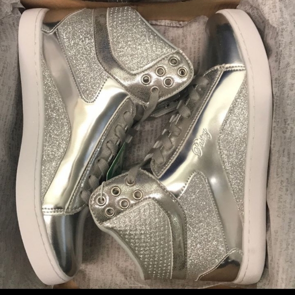 Pastry Shoes - Pastry Sparkly Silver Metallic Hightop Sneakers